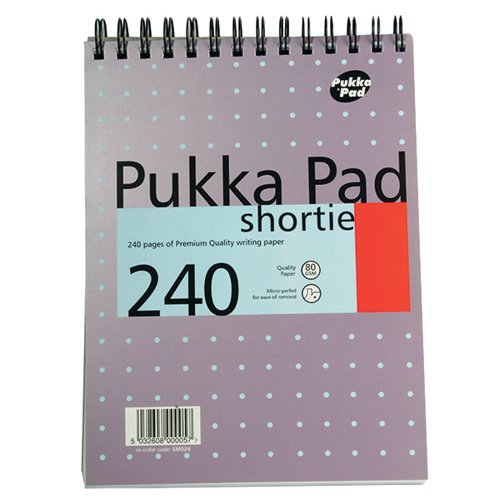 PUKKA PAD RULED WIREBOUND METALLIC SHORTIE NOTEPAD 240 PAGES A5 (PACK OF 3) SM024