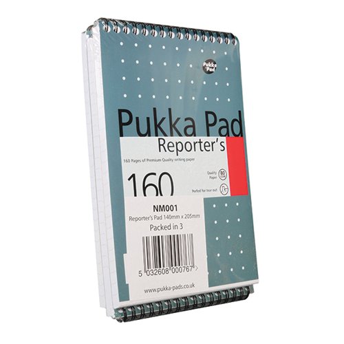 PUKKA PAD WIREBOUND METALLIC REPORTER'S SHORTHAND NOTEPAD 160 PAGES 205X140MM (PACK OF 3) NM001