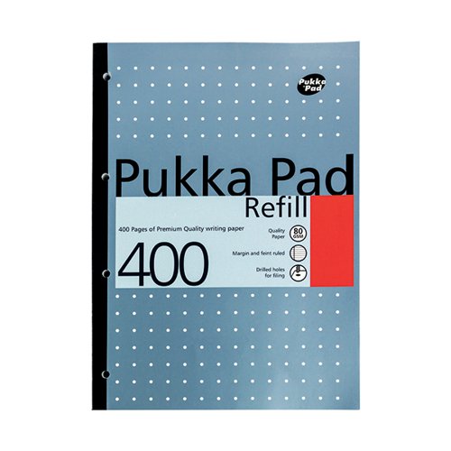 PUKKA PAD RULED METALLIC FOUR-HOLE REFILL PAD SIDE BOUND 400 PAGES A4 (5 PACK) REF400