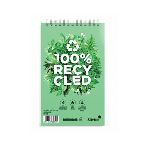 SILVINE PREMIUM RECYCLED REPORTERS NOTEBOOK 125X203MM 160 PAGES (PACK OF 3) R100-P