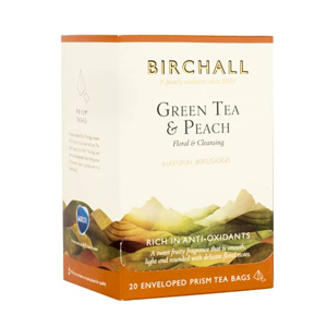 Birchall Tea Enveloped Prism Green Tea & Peach Tea Bags x 20
