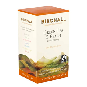 Birchall Tea Enveloped Prism Green Tea & Peach Tea Bags x 25